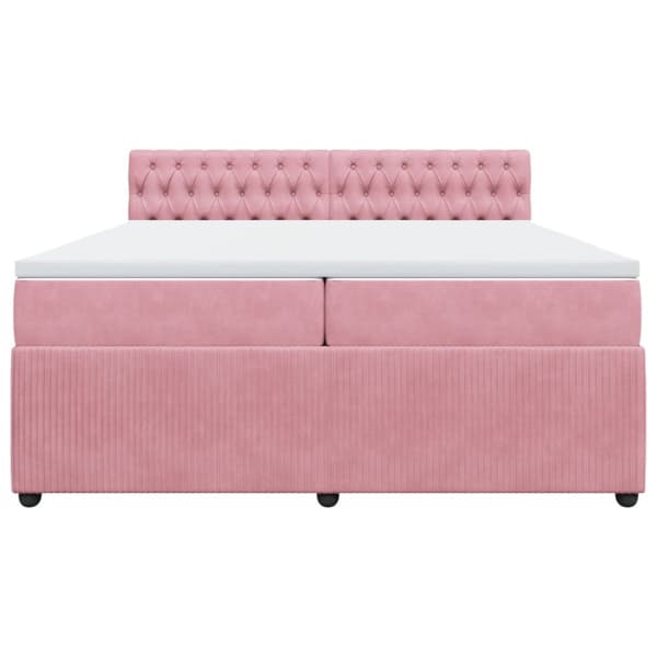 Ramsäng med madrass rosa 200x200 cm sammet