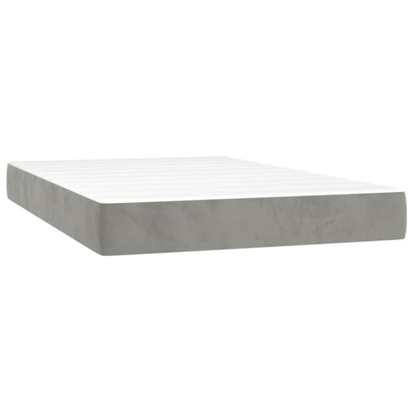 Ramsäng med madrass & LED ljusgrå 120x200 cm sammet