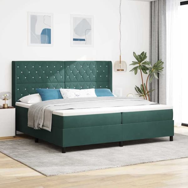Bäddfjäder med madrass Mörkgrön 200 x 200 cm Sammet