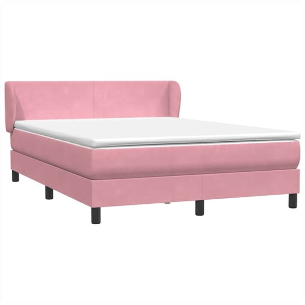 Ramsäng med madrass rosa 160x210 cm sammet