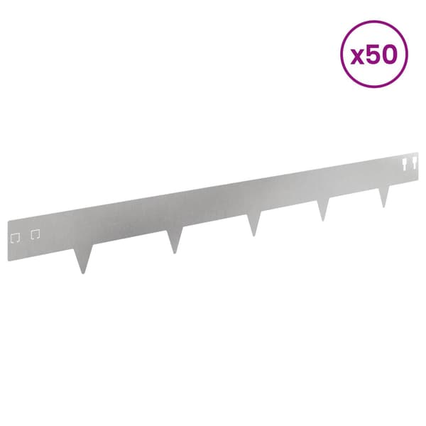 Kant för gräsmatta 50 pcs 100 x 12 cm Stål Silver