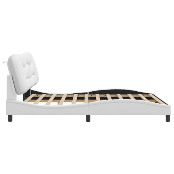 Bed Frame with LED without Mattress "Hvar" White 180x200 cm