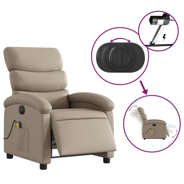 Elektrisk massagefåtölj cappuccino konstläder
