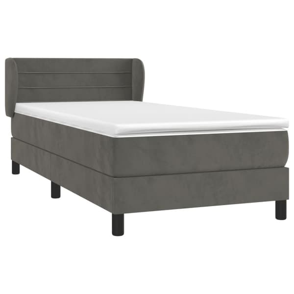 Ramsäng med madrass mörkgrå 90x190 cm sammet