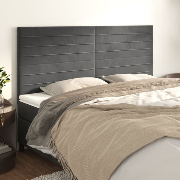 Sänggavel mörkgrå 180x5x118/128 cm sammet