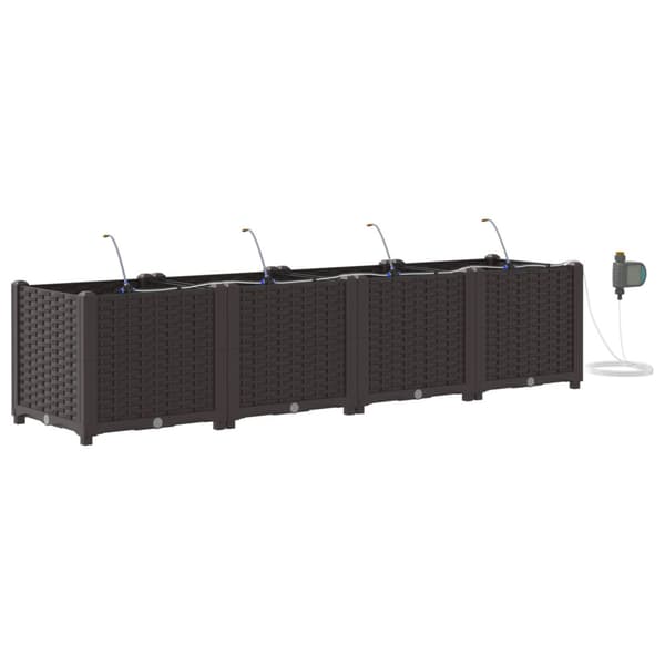 Trädgårdsplanterare 4 pcs Brun Plast