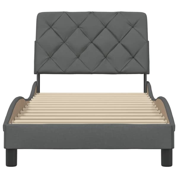 Bed Frame without Mattress Dark Grey 90x200 cm Fabric