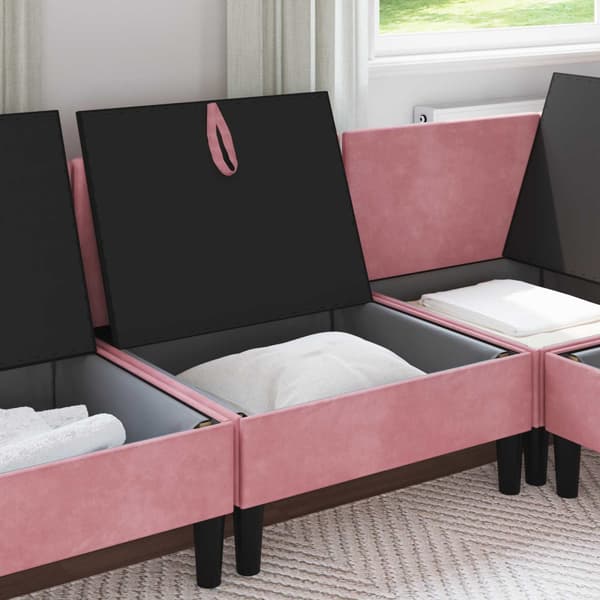 Mellansofta med förvaring Rosa Sammet