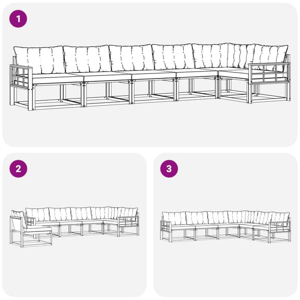 Utomhussoffset med kudde 6 pcs Vit och Beige