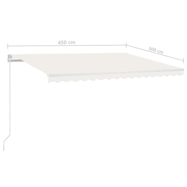 Automatisk markis med vindsensor & LED 450x300 cm gräddvit