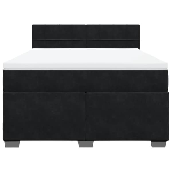 Ramsäng med madrass svart 140x190 cm sammet