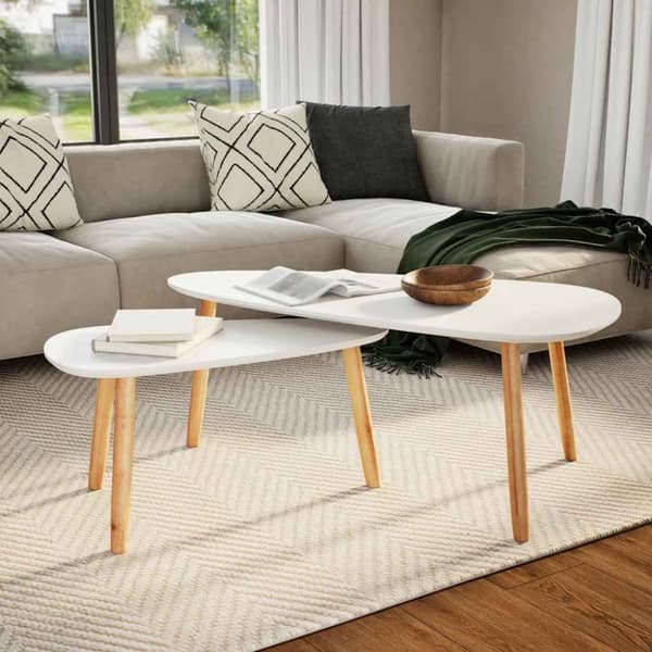 Soffbord 2 st massiv furu vit