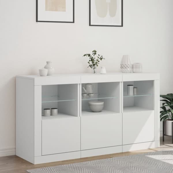 Skänk med LED-belysning vit 123x37x67 cm