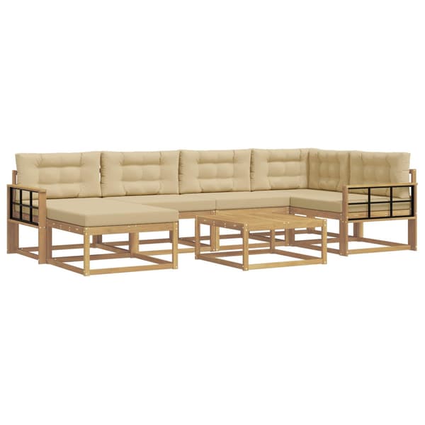 Utomhussoffset 7 pcs Vit och Beige