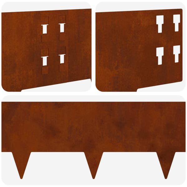 Kant för gräsmatta 20 pcs 100 x 20 cm Stål Rostig