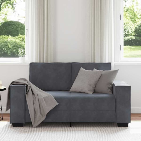 2-sitssoffa mörkgrå 160x78x84 cm sammet