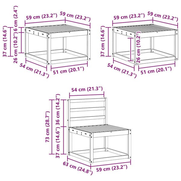 Utomhussoffset 6 pcs Naturlig