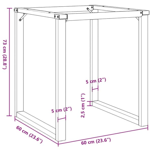Bordsben för matbord O-ram 60x60x73 cm stål