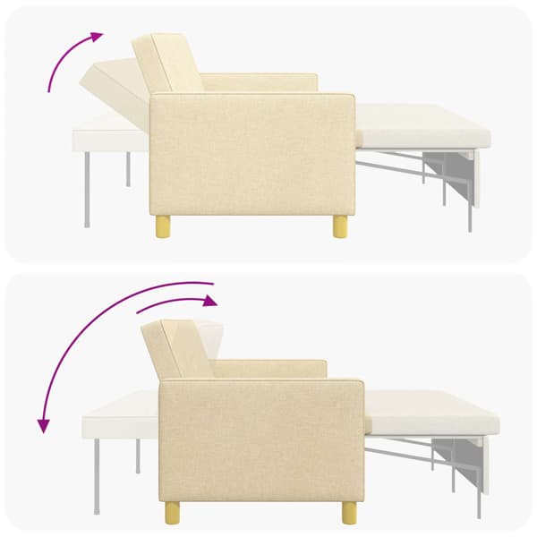 Pull Out Sofa Bed Gräddvit Tyg