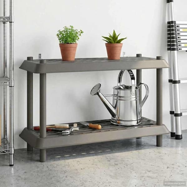Hyllsystem 2 nivåer 100 x 40 x 55,5 cm PP Ljusgrå