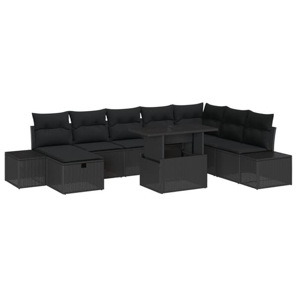 Trädgårdsoffset 9 pcs Svart konstrotting