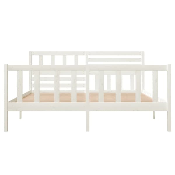 Sängram vit massivt trä 140x190 cm