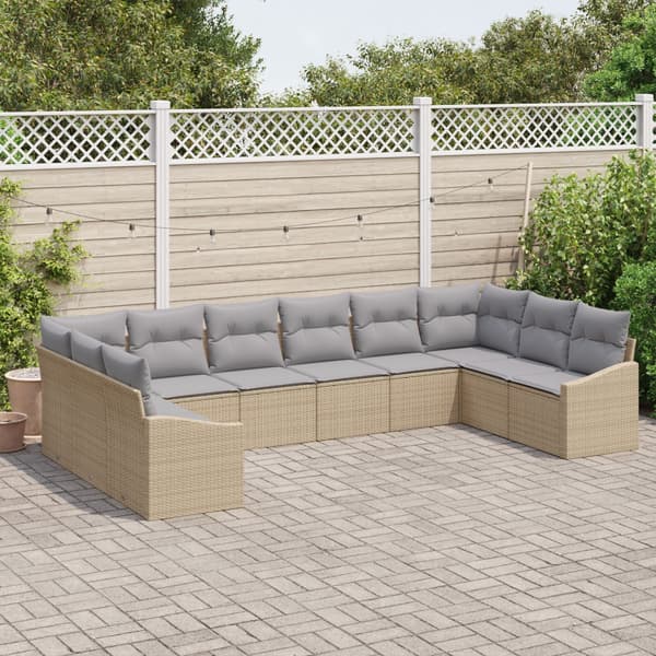 Trädgårdsoffset 10 pcs Beige och Ljusgrå konstrotting