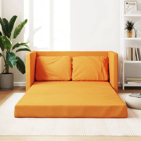 Golvbäddsoffa 2-i-1 mörkgul 112x174x55 cm tyg