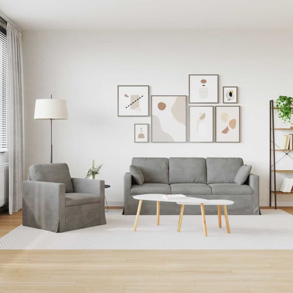 Soffset 2 pcs Ljusgrå 198 x 78 x 80 cm Sammet