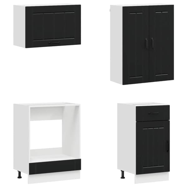 Köksenhet LUCCA 8 pcs Svart Konstruerat trä