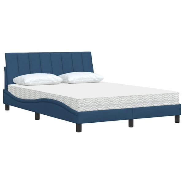 Bed with Mattress "Hanko" Blue 120x200 cm Fabric