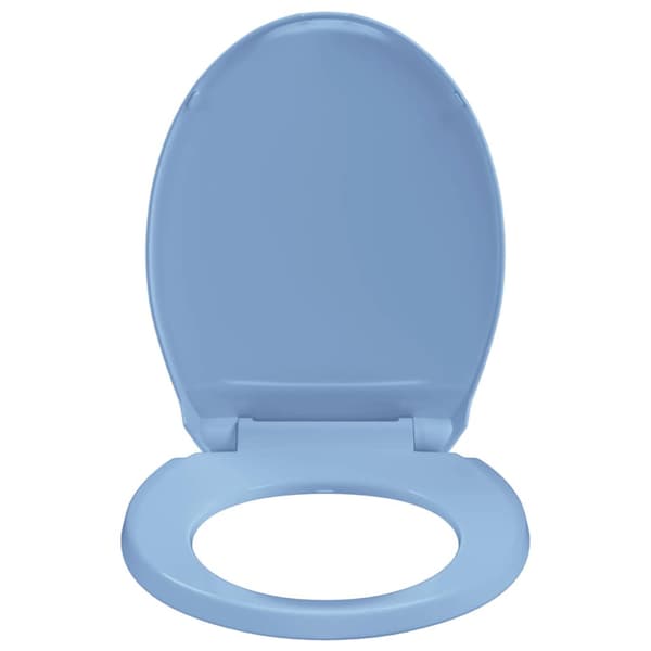 Toalettsits mjuk stängning blå oval