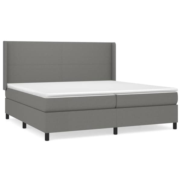 Ramsäng med madrass mörkgrå 200x200 cm tyg