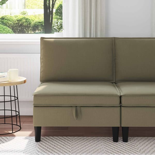 Mittensoffa med Förvaring Kaki Sammet