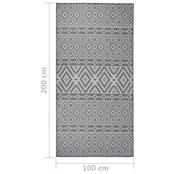 Utomhusmatta plattvävd 100x200 blå ränder