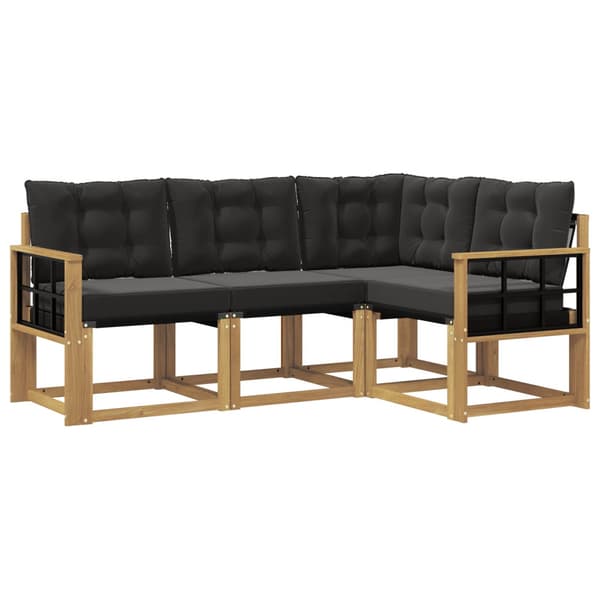 Utomhussoffset med kudde 4 pcs Vit och svart