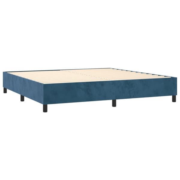 Ramsäng med madrass mörkblå 200x200 cm sammet
