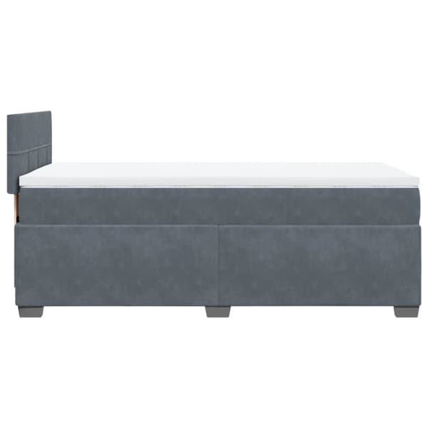 Ramsäng med madrass mörkgrå 90x200 cm sammet