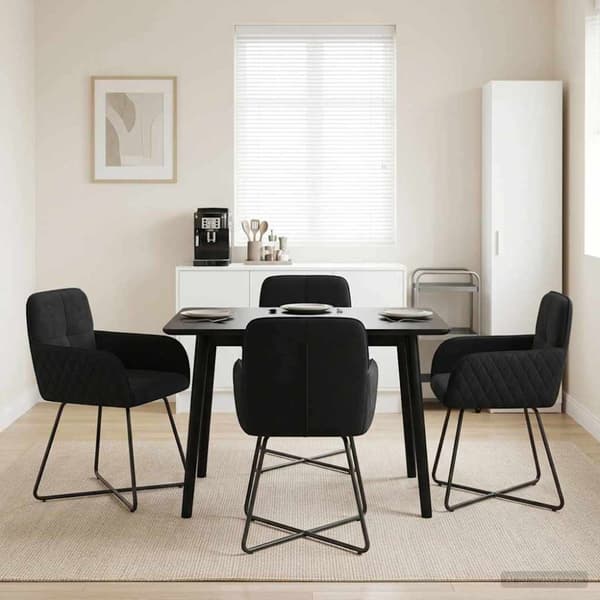 Matstolar 4 pcs Sammet Svart 59 x 56,5 x 86 cm
