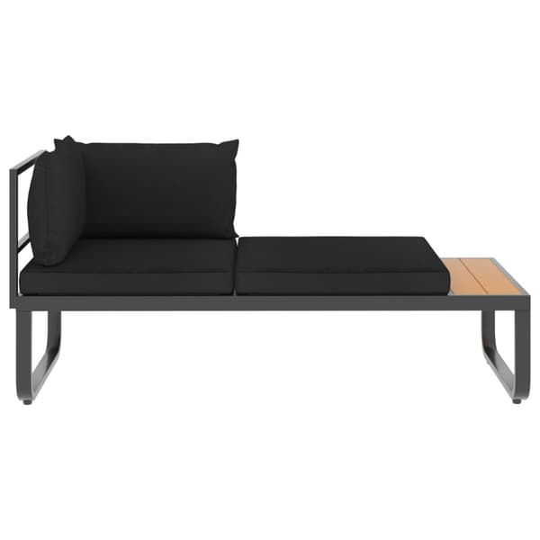 Hörnsoffa set med dynor 5 delar aluminium och WPC