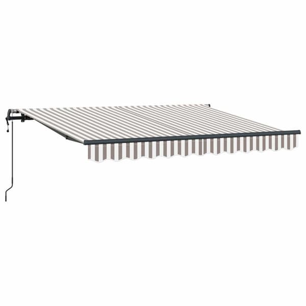 Utfällbar markis Ljusgrå och vit. 600 × 300 cm