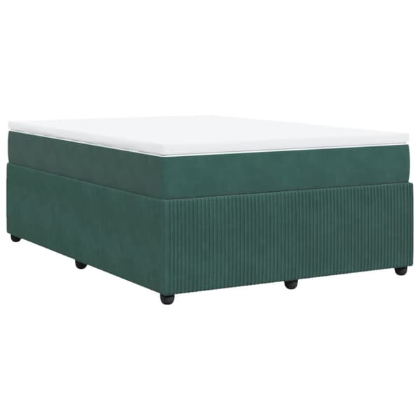 Ramsäng med madrass mörkgrön 140x190 cm sammet