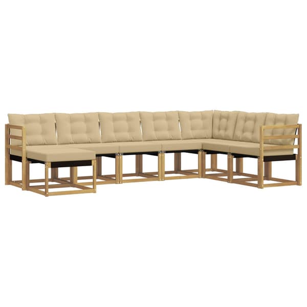 Utomhussoffset med kudde 8 pcs Vit och Beige