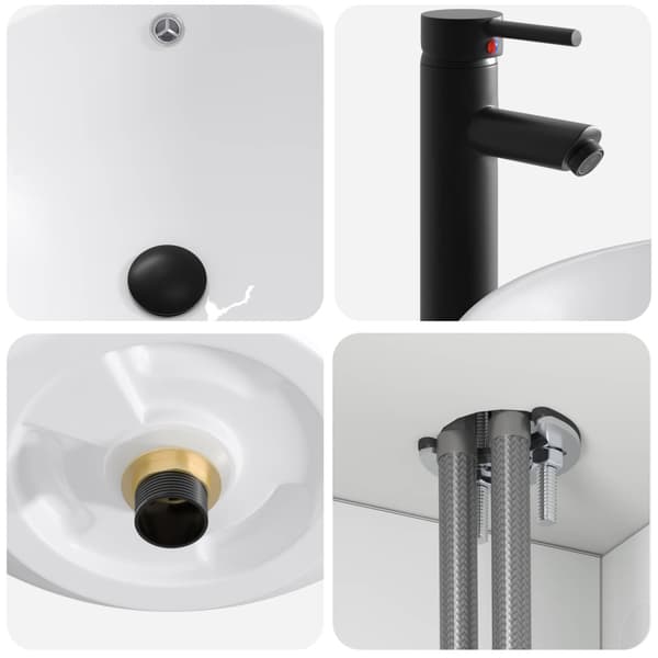 Badrumsmöbelset 4 pcs Vit Konstruerat trä och glas