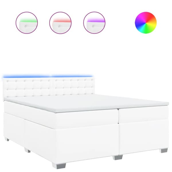 Ramsäng med madrass vit 200x200 cm konstläder
