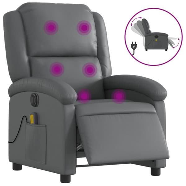Elektrisk massagefåtölj grå konstläder