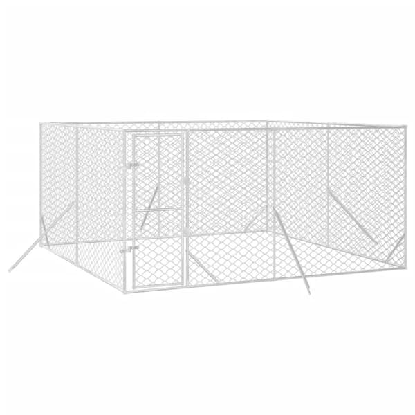 Hundgård för utomhusbruk silver 4x4x2 m galvaniserat stål