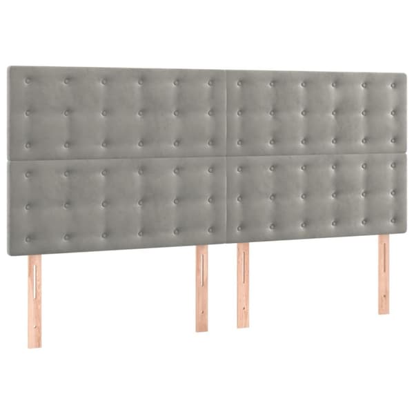 Ramsäng med madrass ljusgrå 200x200 cm sammet