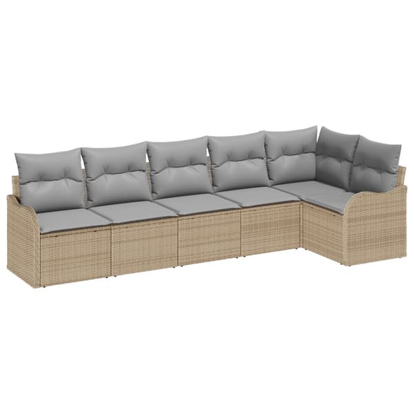 Trädgårdsoffset 6 pcs Beige konstrotting