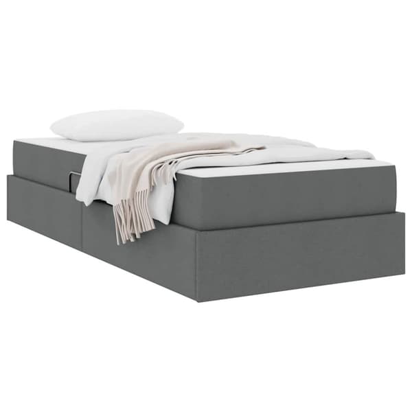 Förvaringssäng med madrass Mörkgrå 100 x 200 cm Polyester